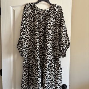 H&M Leopard Print Mini Dress - Black & Cream
